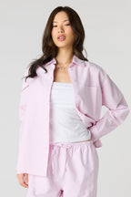 Oversized Pinstriped Button-Up Top