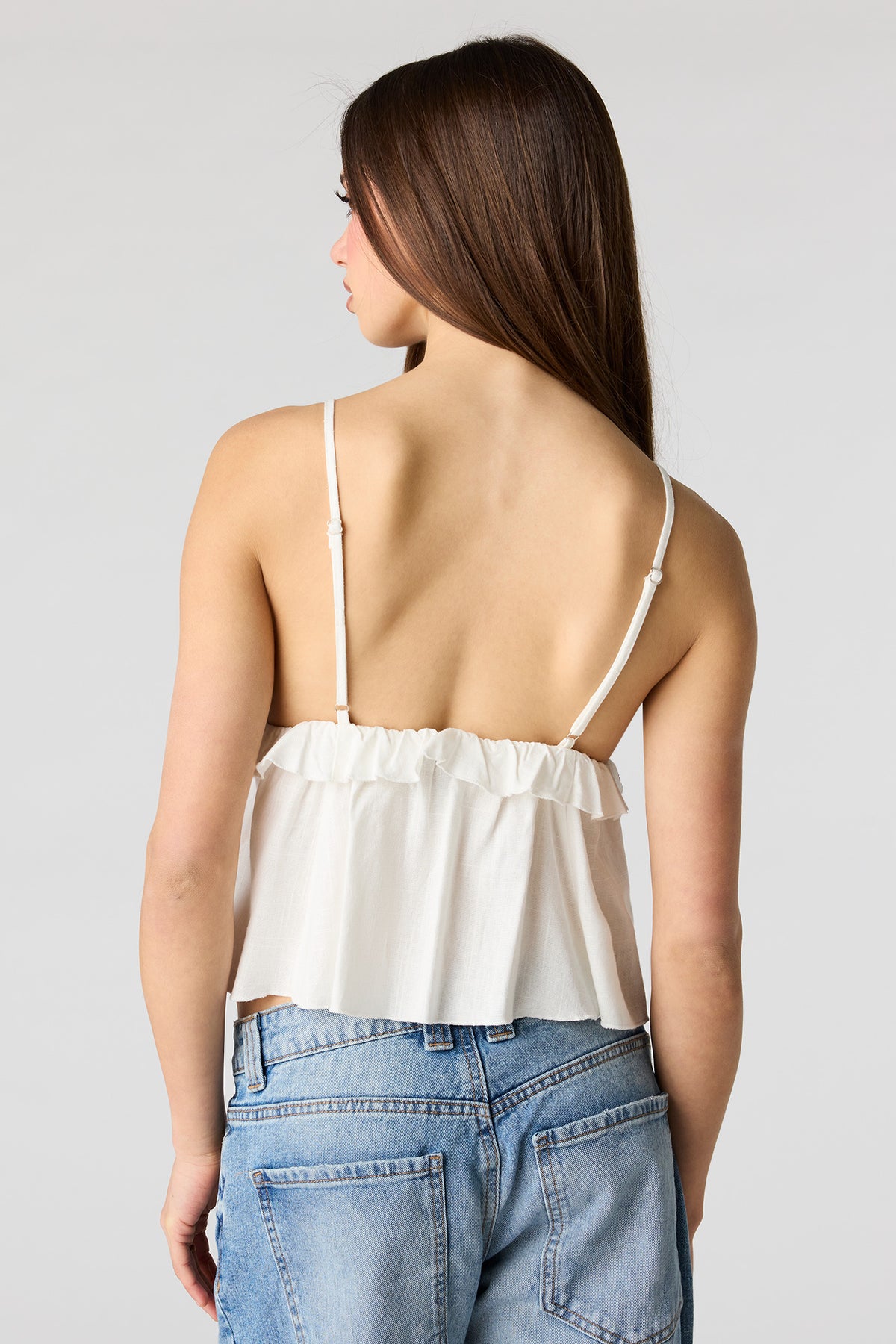 Alt View 2. Linen-Blend Babydoll Tank - White