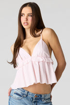 Linen-Blend Babydoll Tank