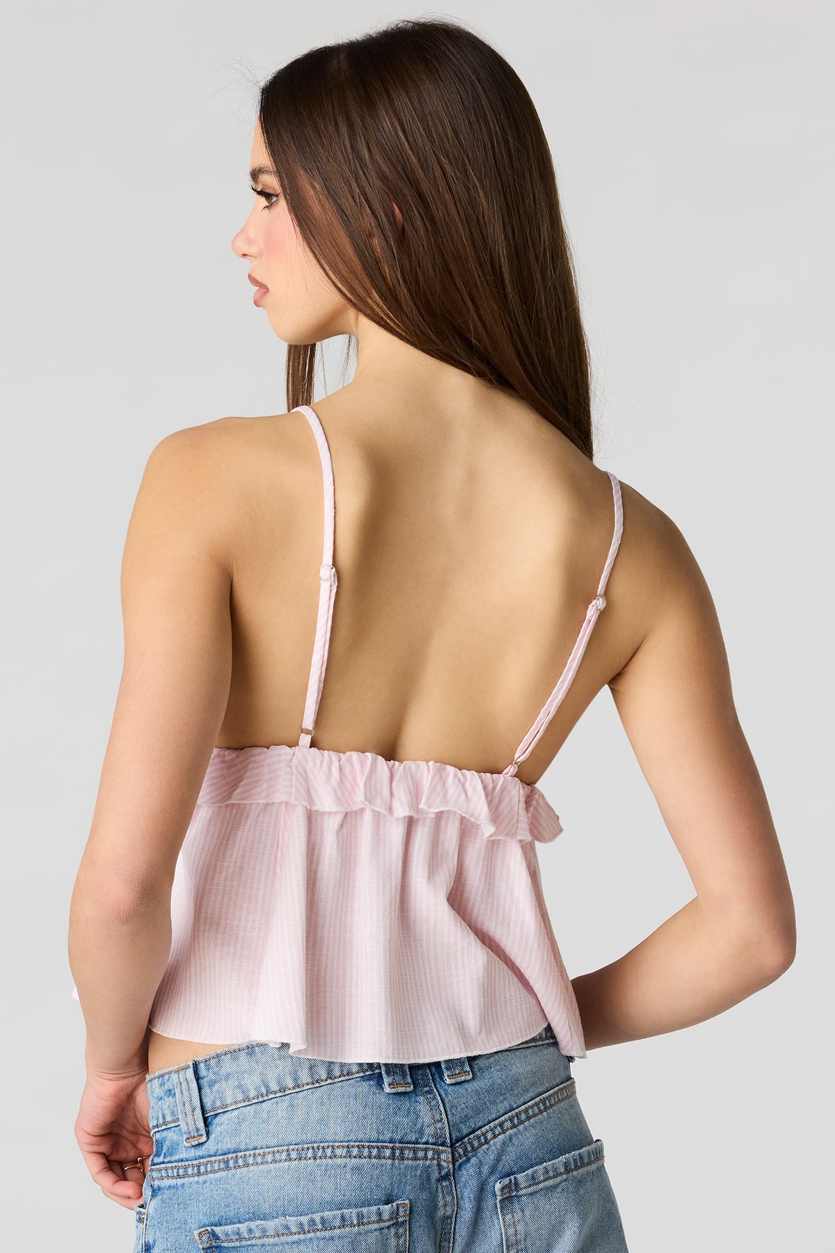 Alt View 2. Linen-Blend Babydoll Tank - Pink