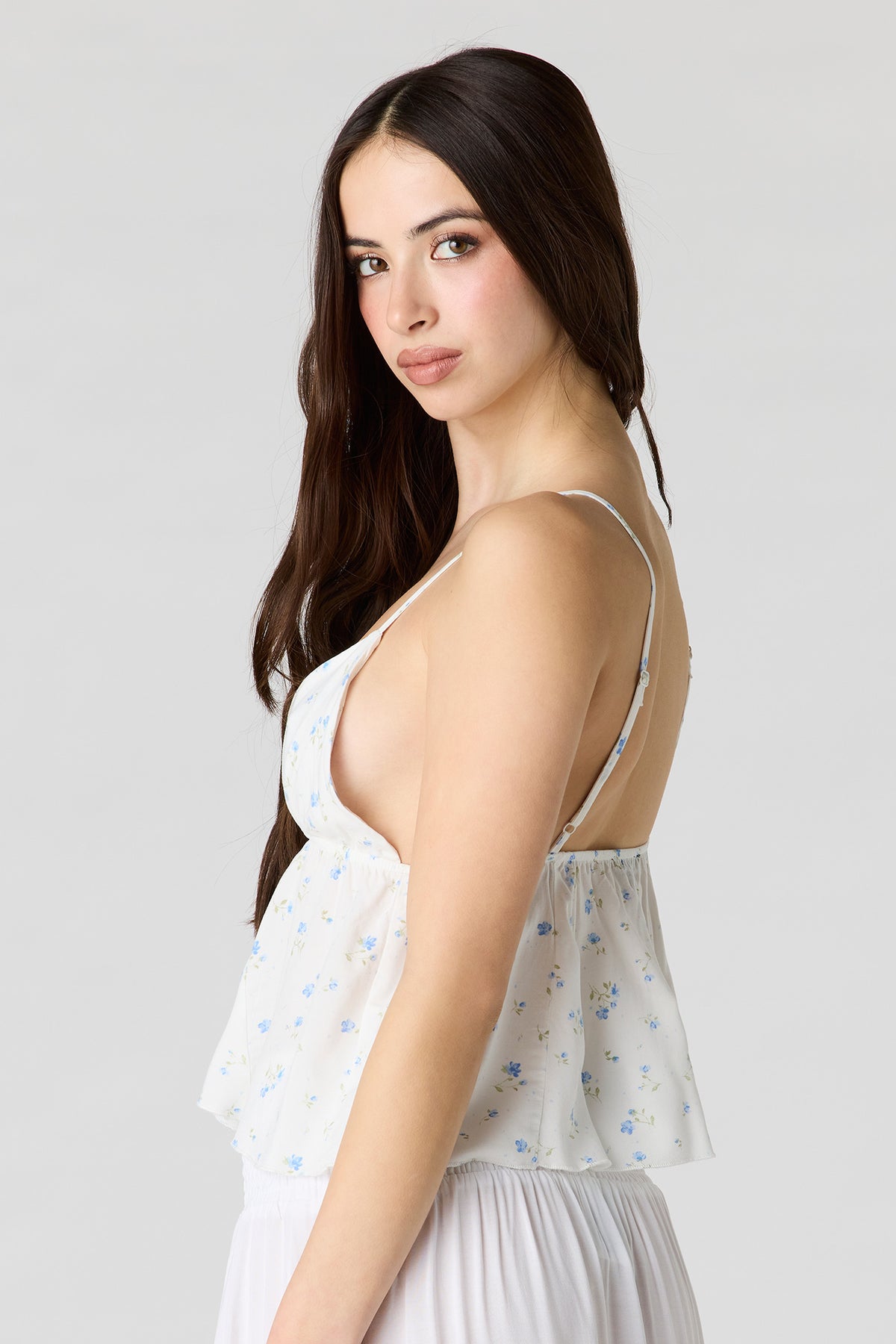 Alt View 2. Printed Baby Doll Top - White