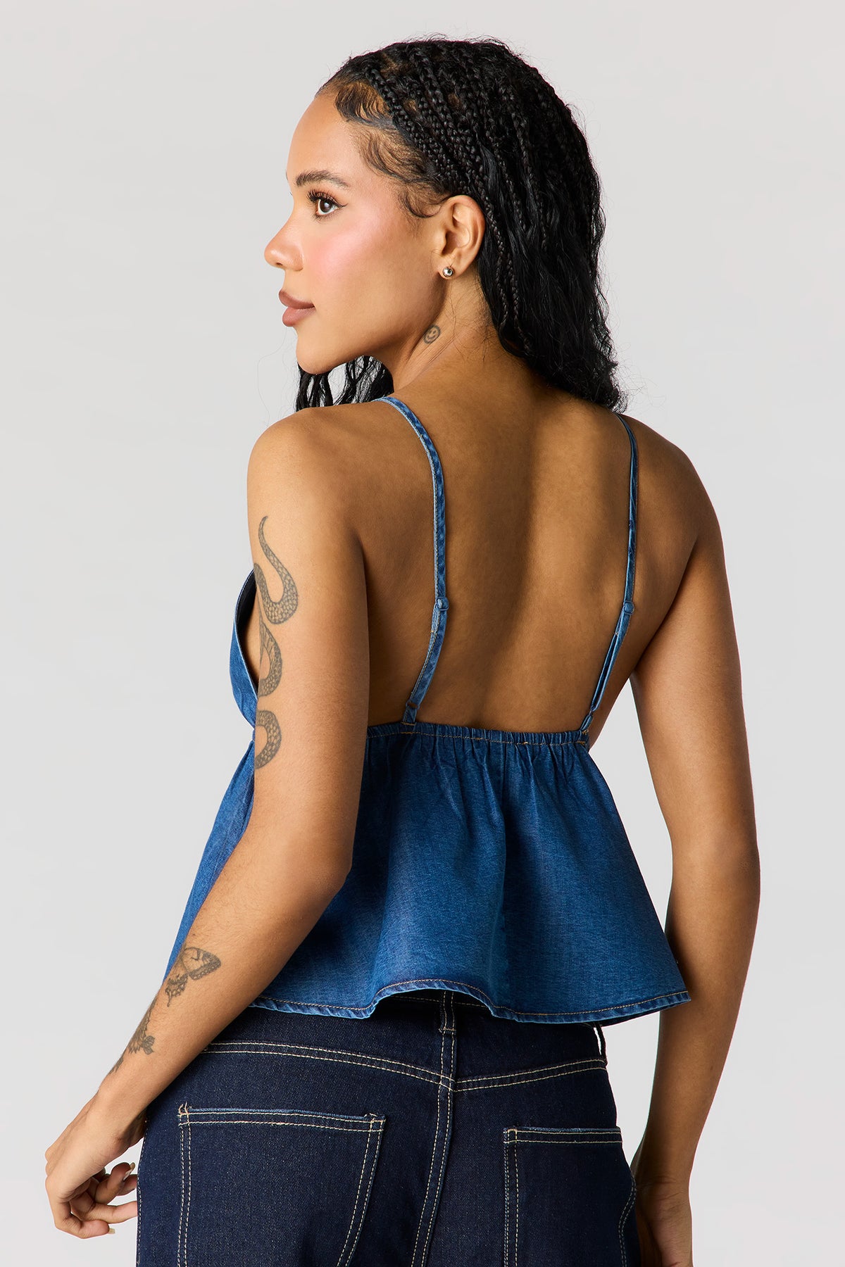 Alt View 2. Babydoll Top - Medium Blue