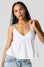 Débardeur de style nuisette à surplis avec liséré de dentelle
