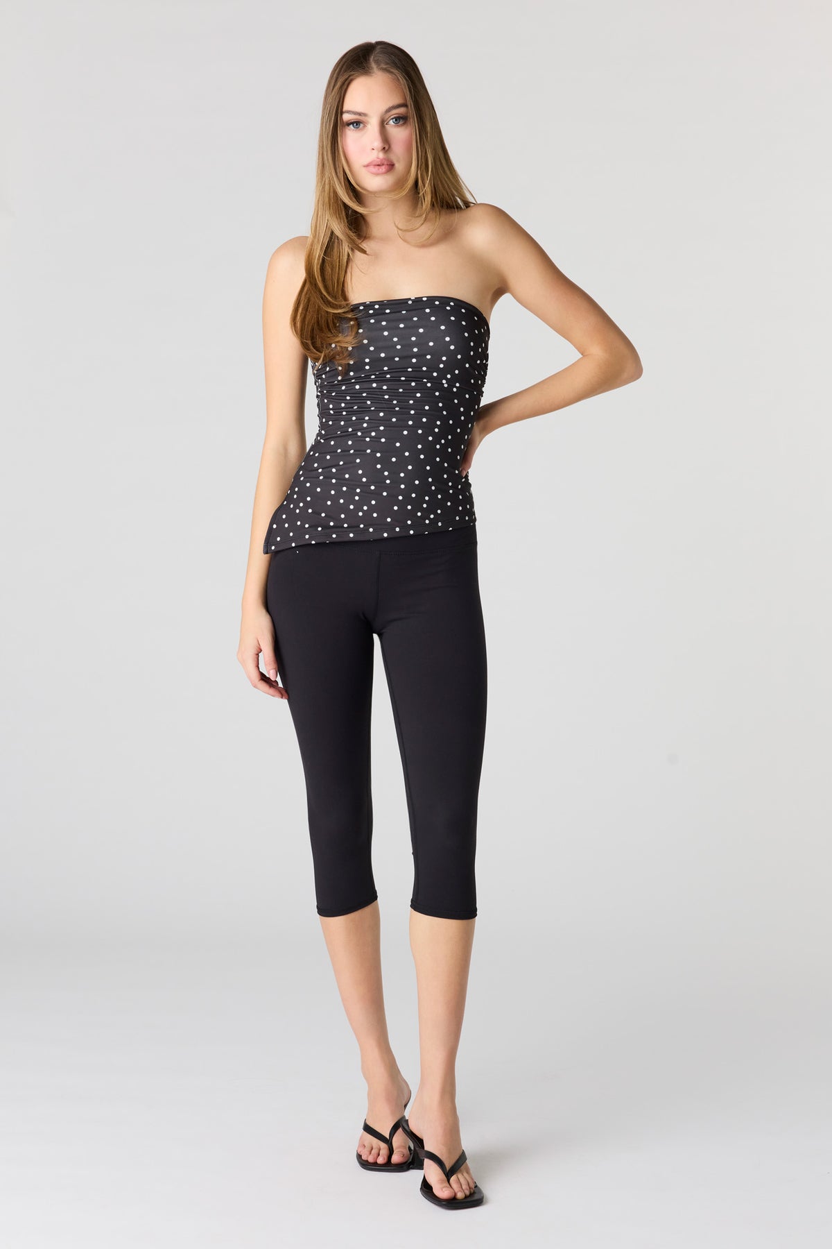 Alt View 3. Luxe Heavy Contour Asymmetrical Tube Top - Black