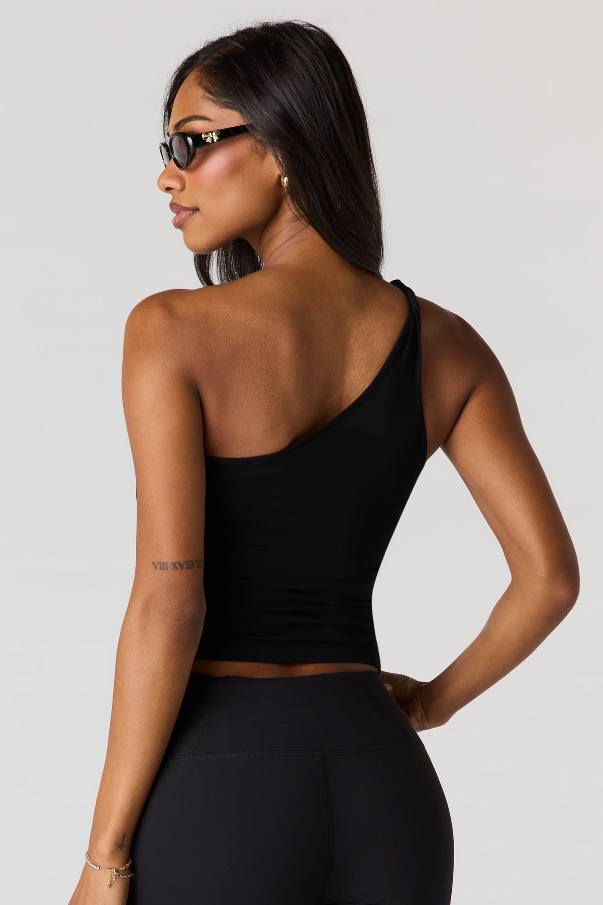 Alt View 2. One Shoulder Tank - Black