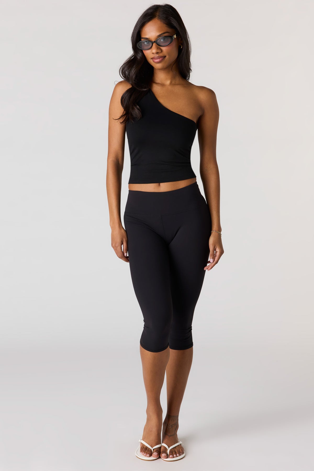Alt View 3. One Shoulder Tank - Black