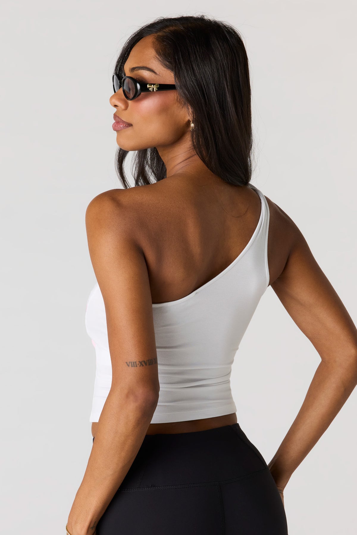 Alt View 2. One Shoulder Tank - White