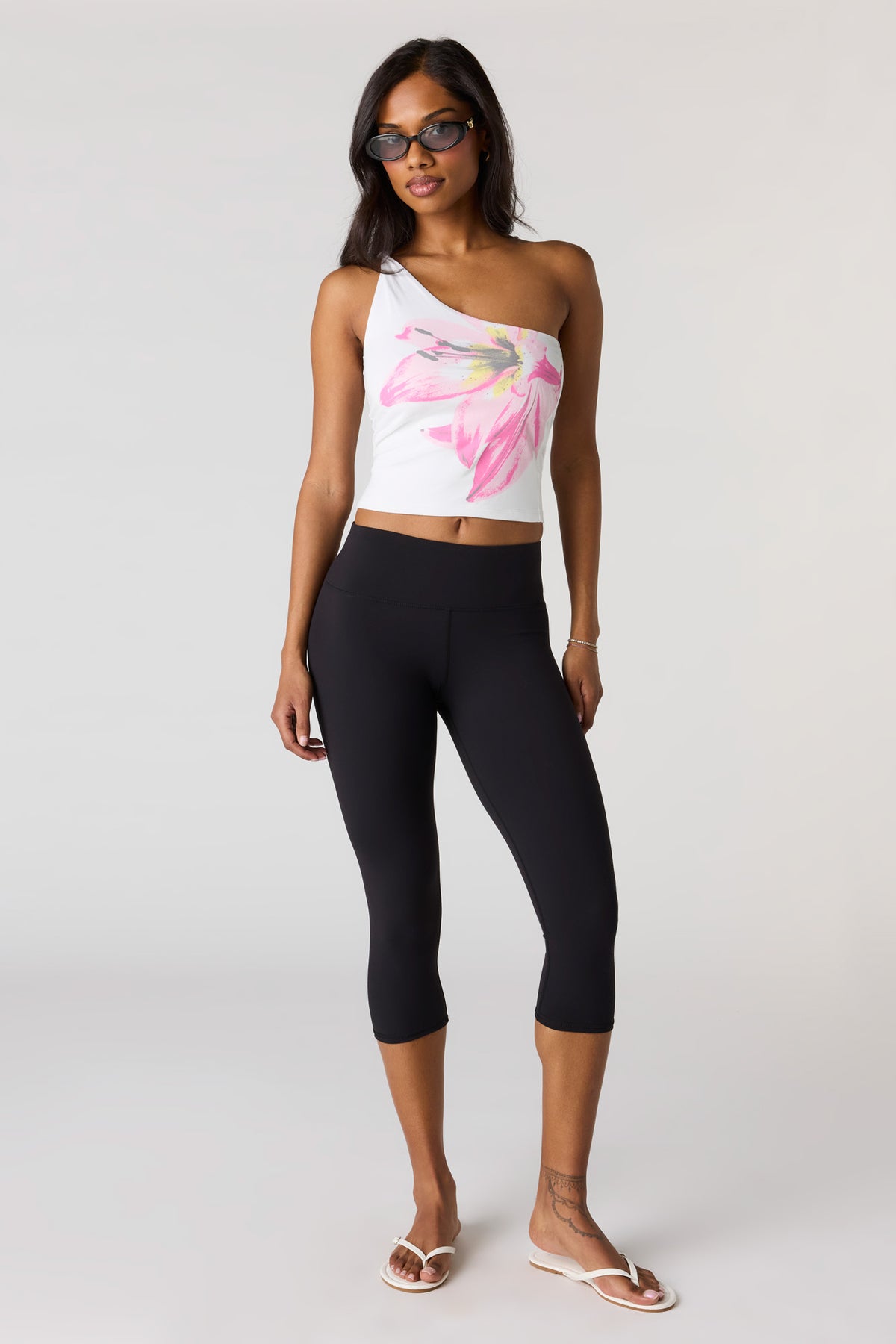Alt View 3. One Shoulder Tank - White