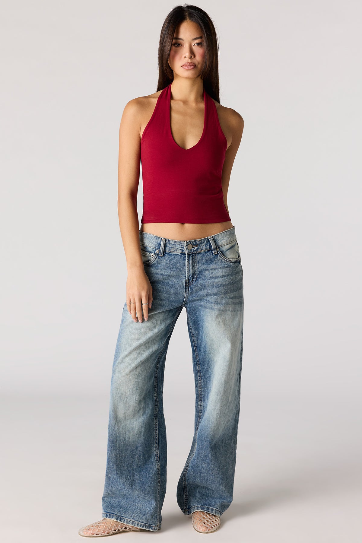 Alt View 15. Soft Contour Halter Top - Heather Grey
