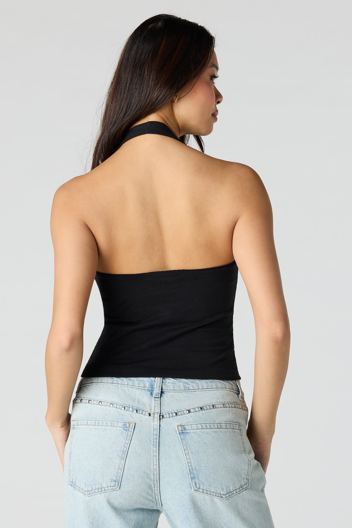 Alt View 2. Soft Contour Halter Top - Black
