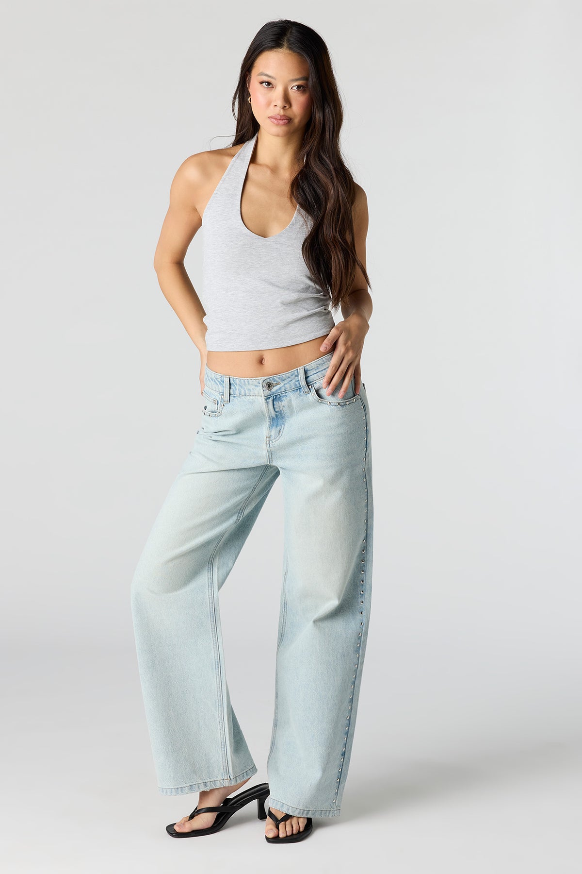 Alt View 3. Soft Contour Halter Top - Heather Grey