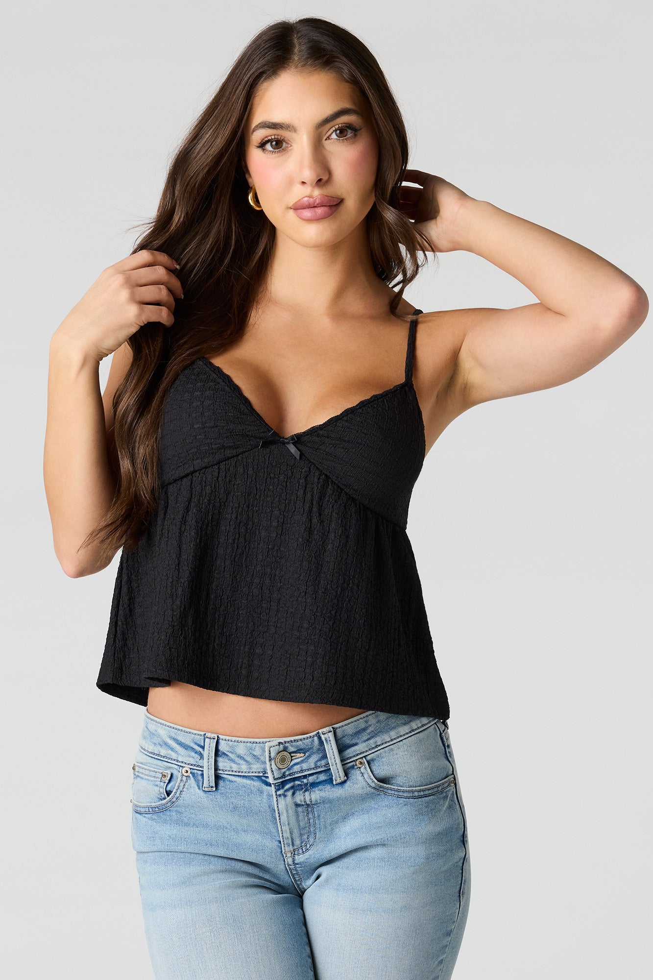 Textured V-Neck Babydoll Tank – Urban Planet