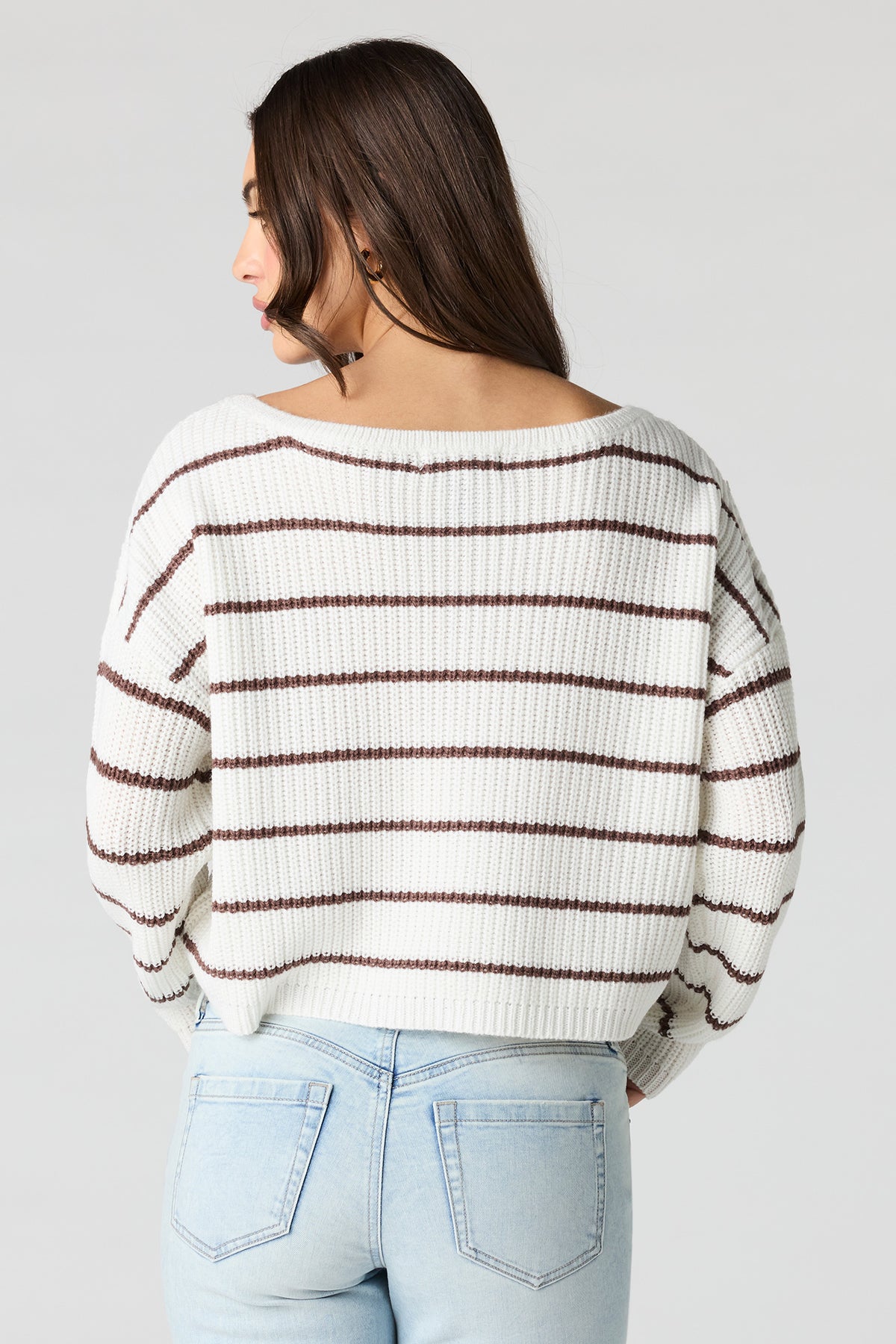 Alt View 5. Striped Boat Neck Sweater - Yellow