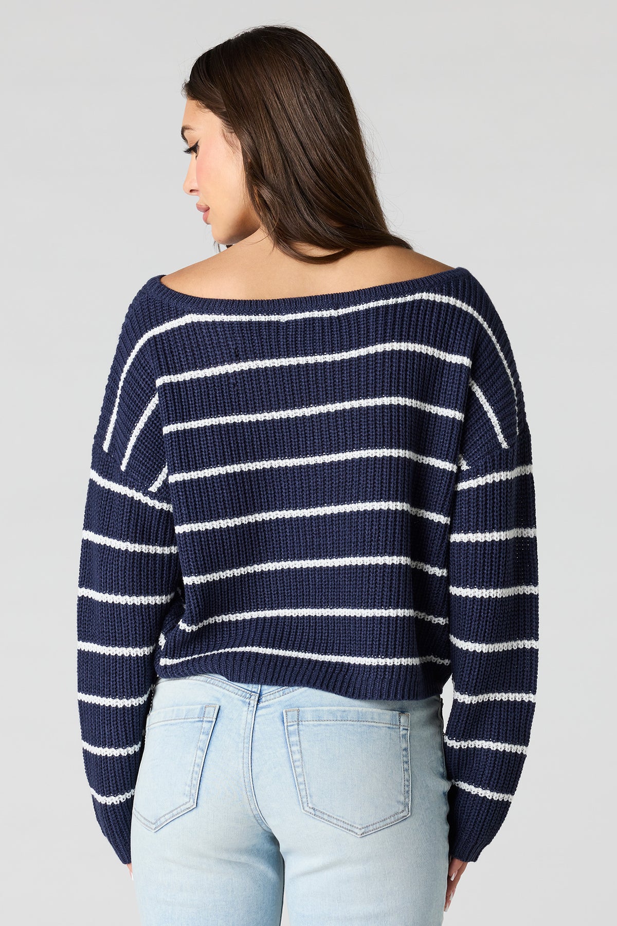 Alt View 8. Striped Boat Neck Sweater - Yellow
