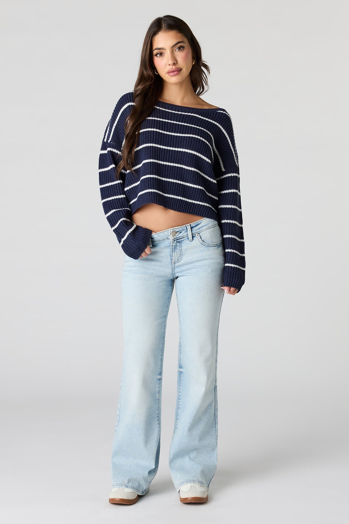 Alt View 9. Striped Boat Neck Sweater - Yellow