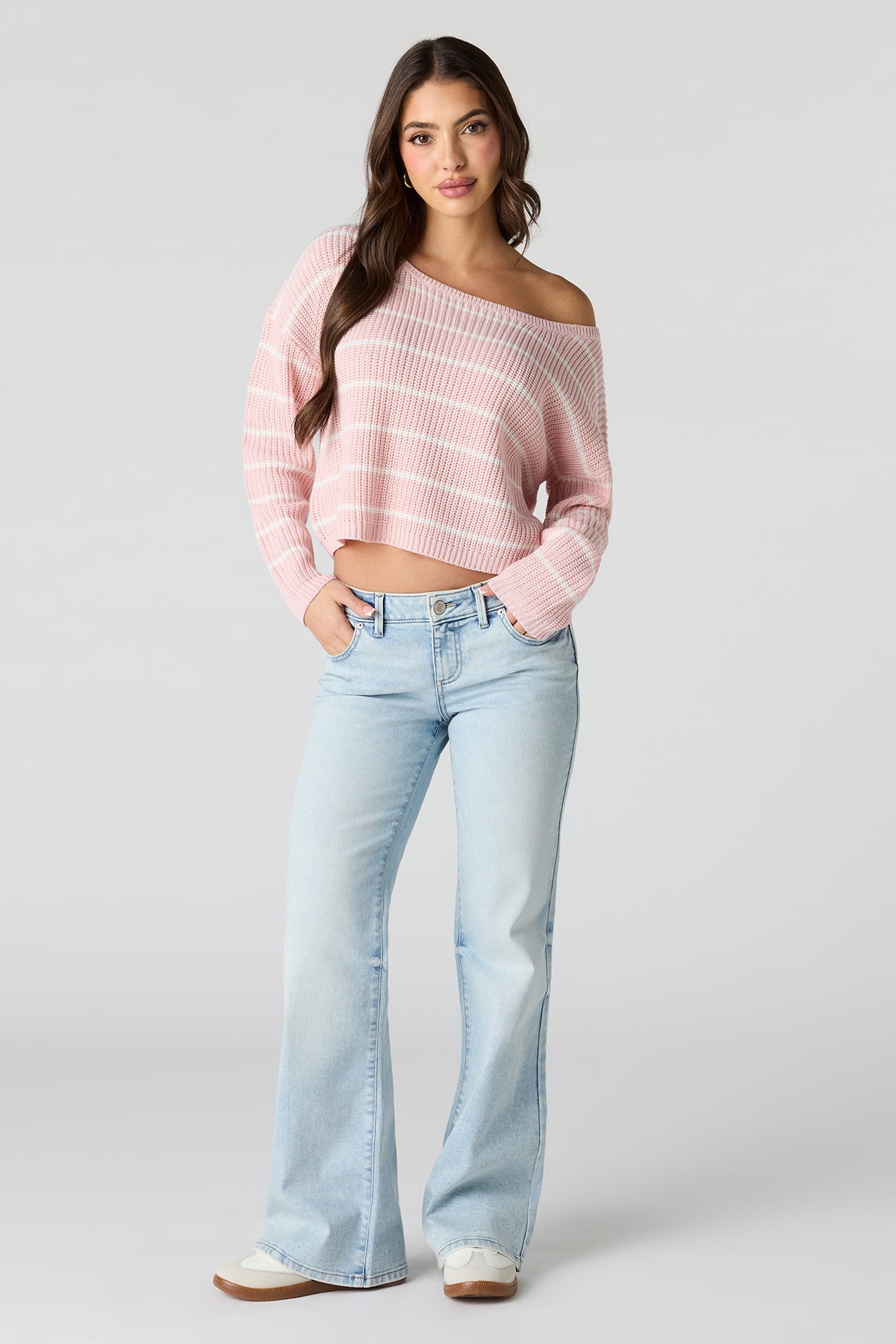 Alt View 15. Striped Boat Neck Sweater - Yellow