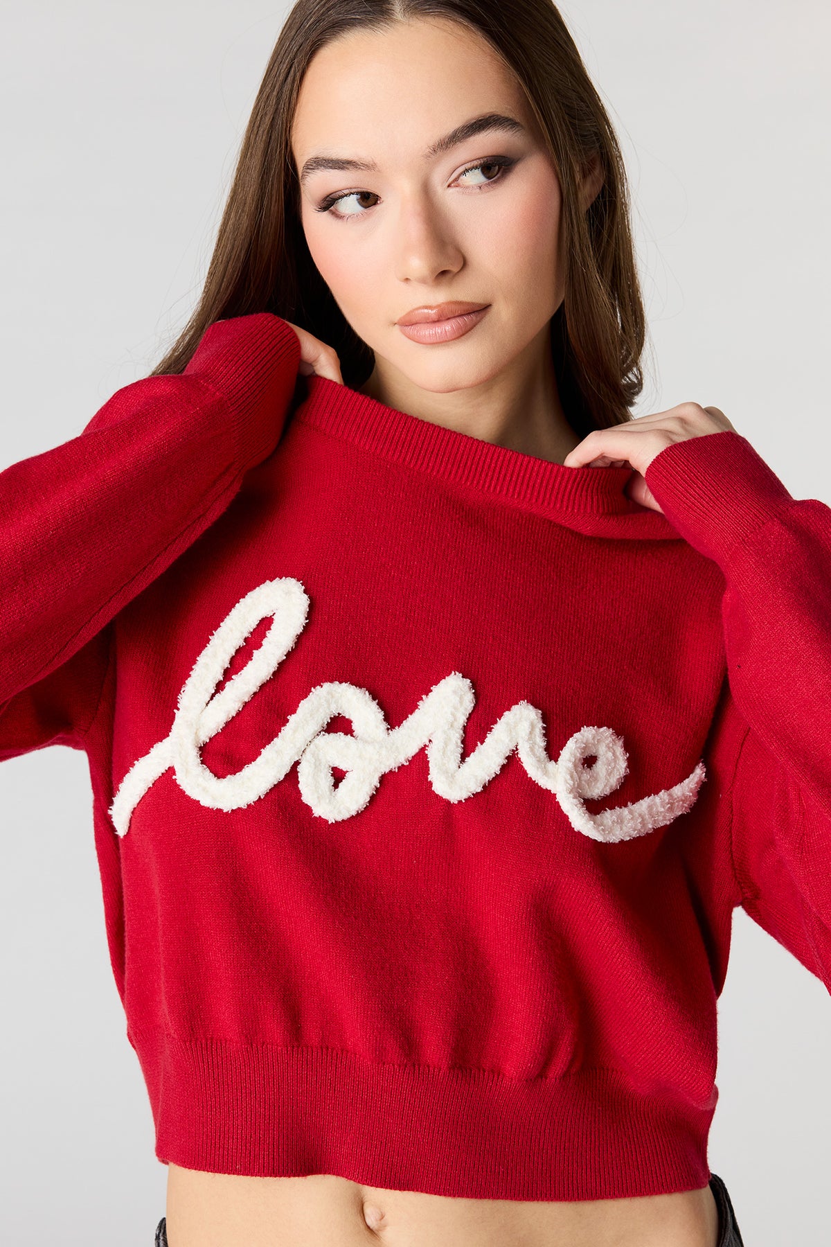 Fuzzy Knit Sweater - Red