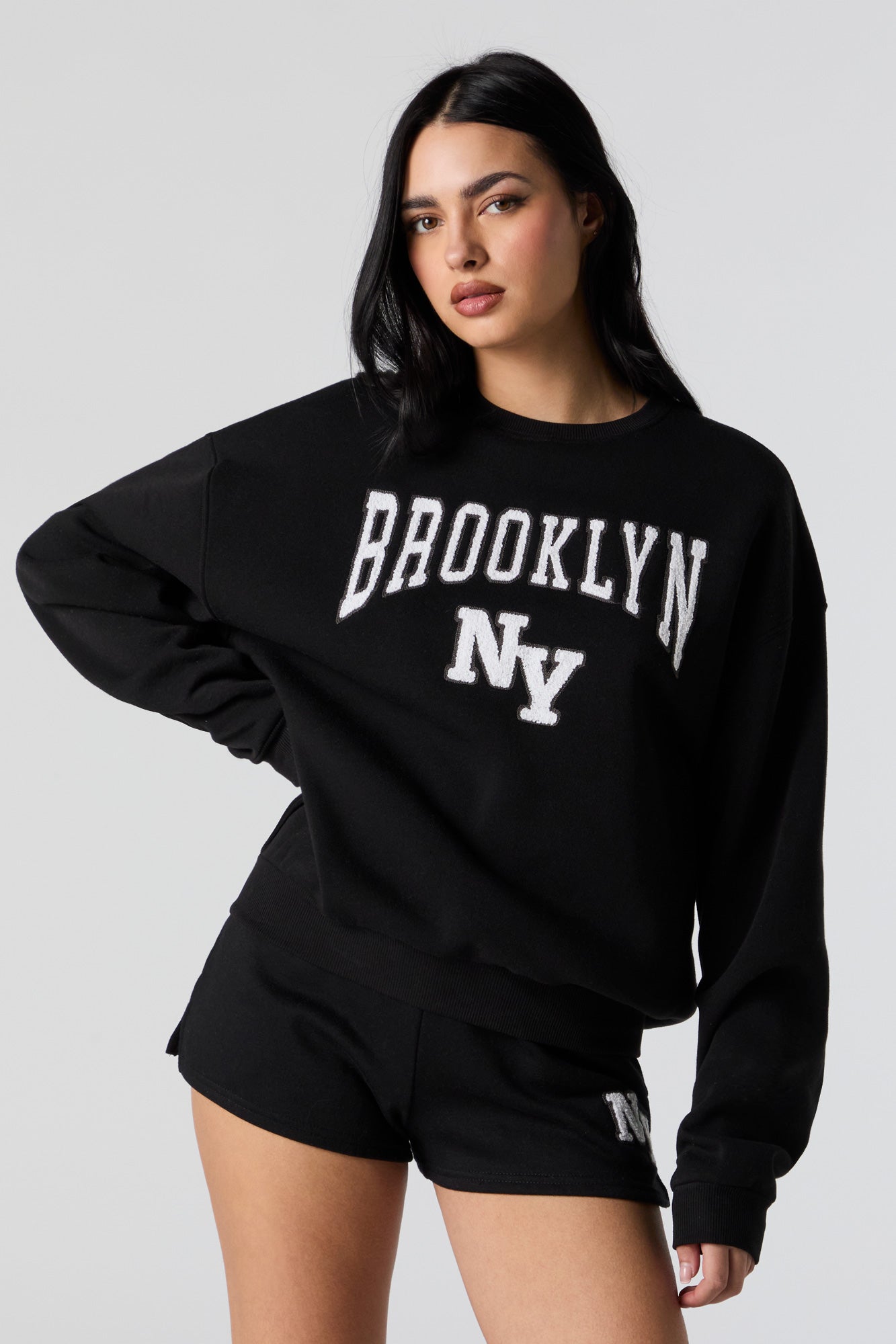 Brooklyn Chenille Embroidered Fleece Sweatshirt