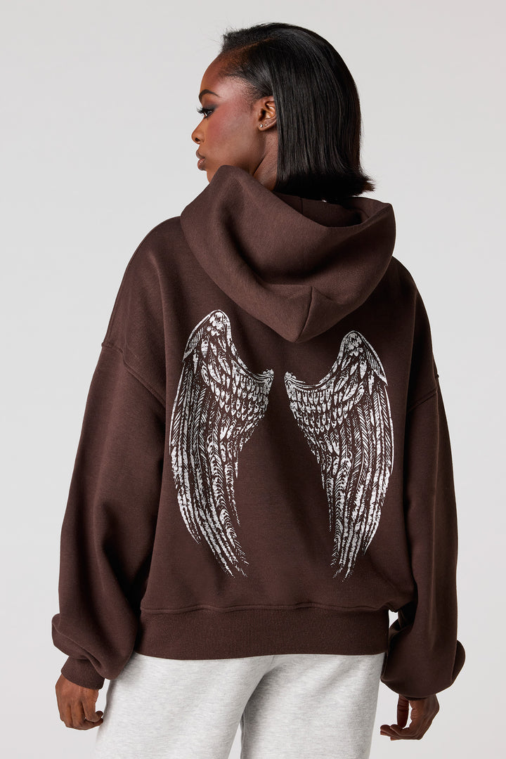 Angel Graphic Boxy Fleece Hoodie