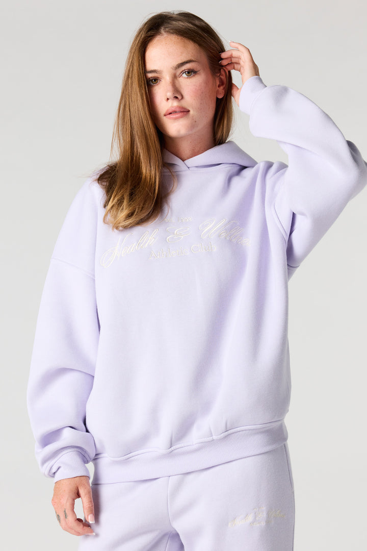 Health & Wellness Embroidered Boxy Fleece Hoodie