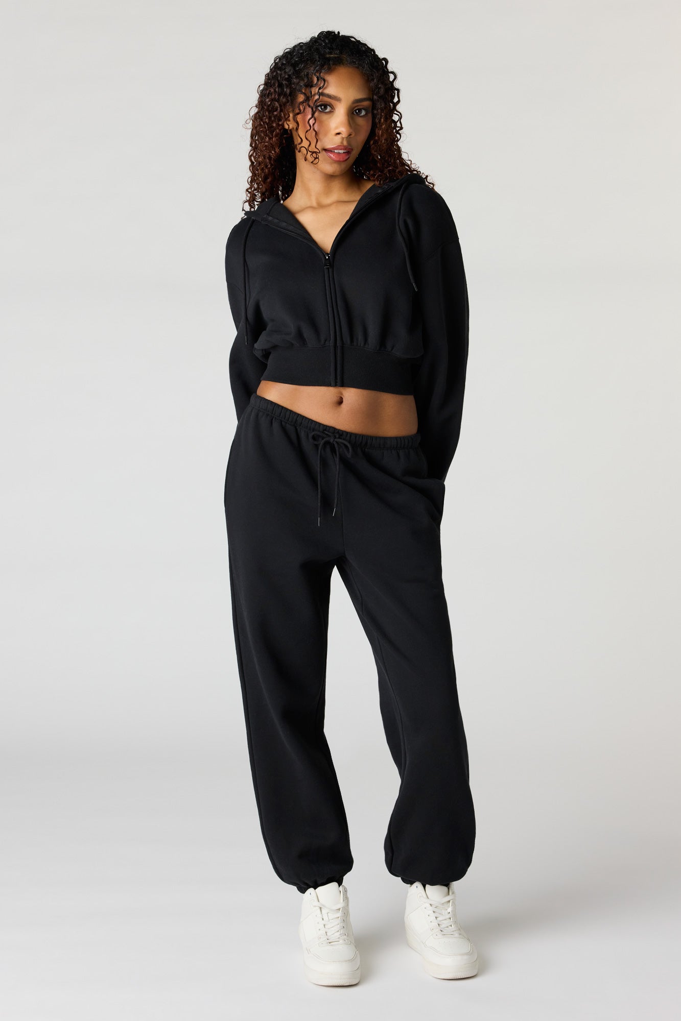Oversized Cropped Zip-Up Hoodie – Urban Planet