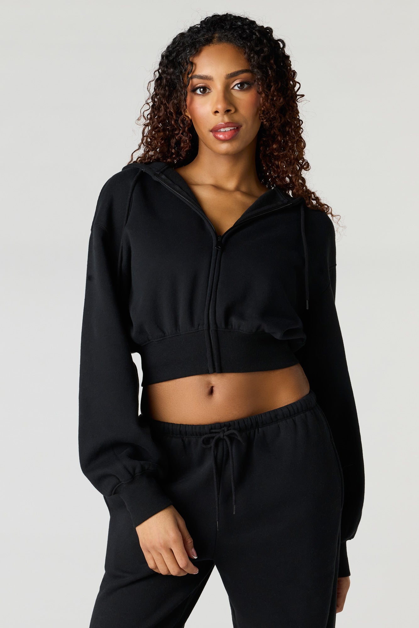 Oversized Cropped Zip-Up Hoodie – Urban Planet