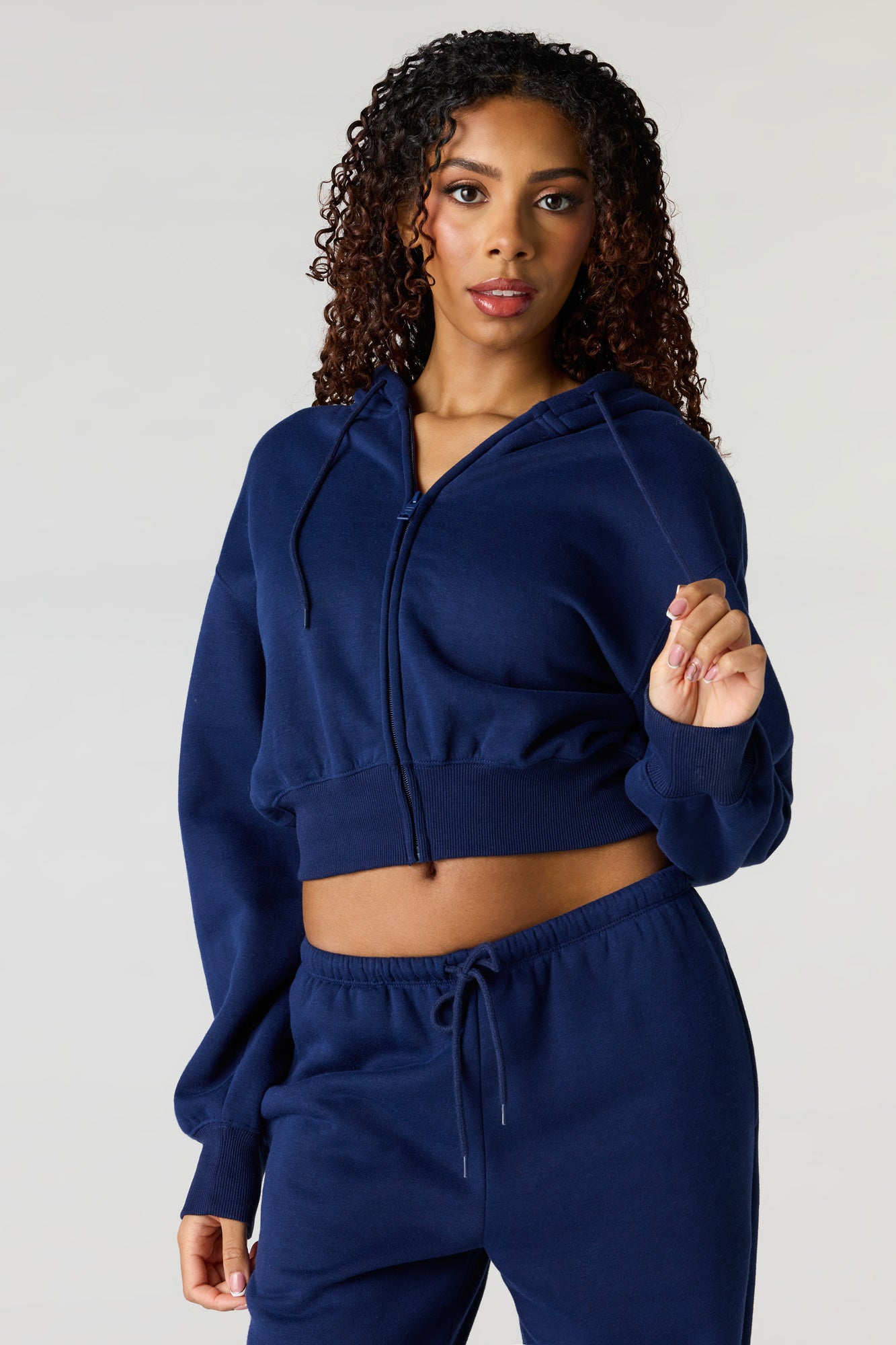 Oversized Cropped Zip-Up Hoodie – Urban Planet