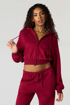Oversized Cropped Zip-Up Hoodie