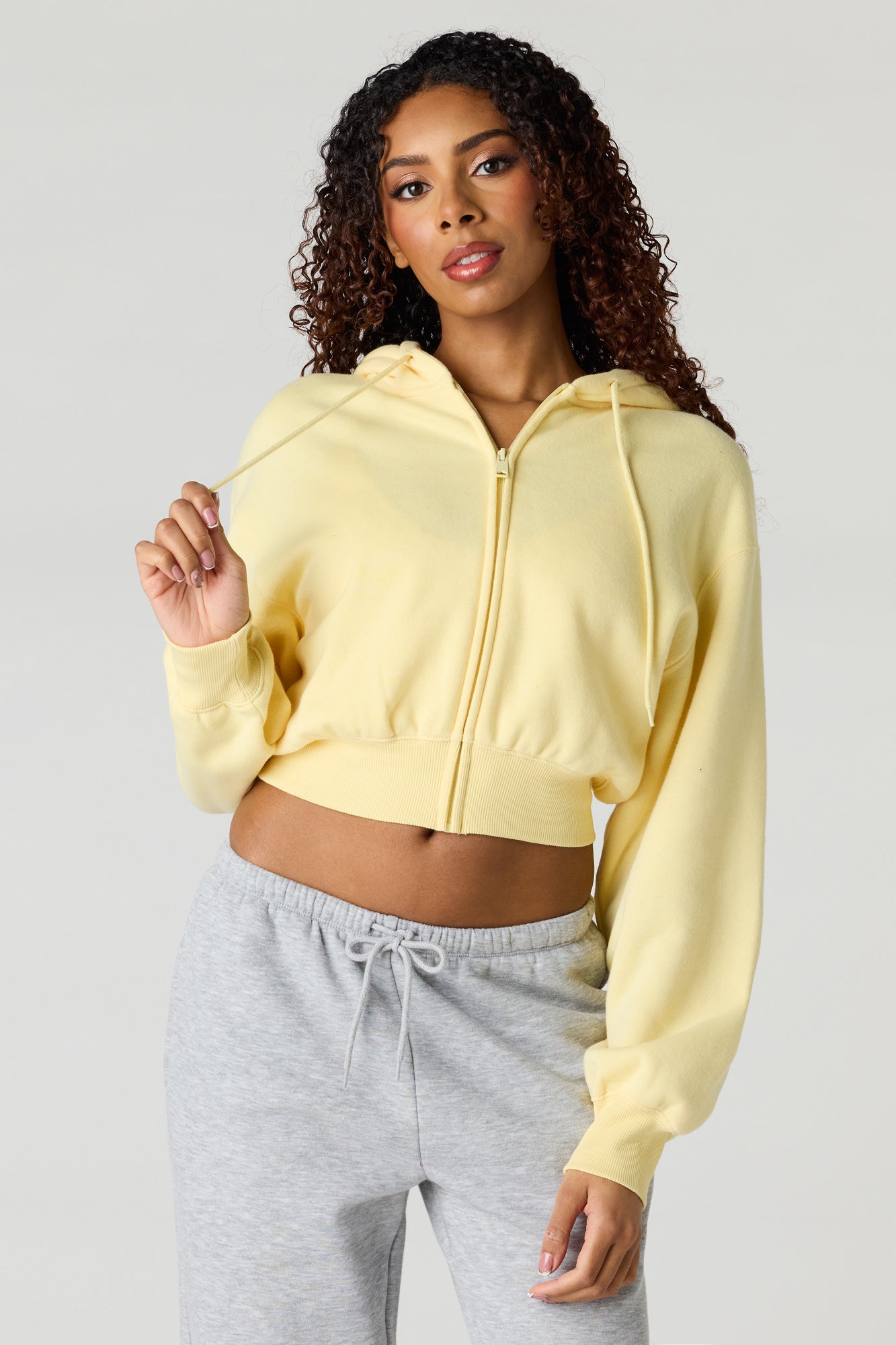 Oversized Cropped Zip-Up Hoodie – Urban Planet
