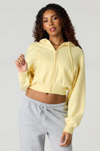 Oversized Cropped Zip-Up Hoodie