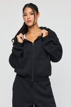 Luxe Fleece Bubble Hem Zip Hoodie