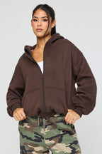 Luxe Fleece Bubble Hem Zip Hoodie