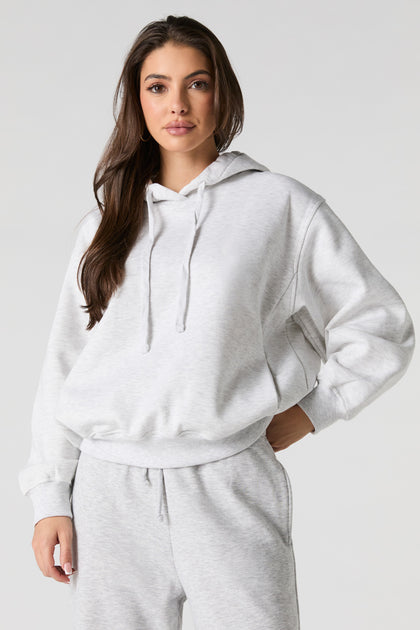 Oversized Solid Fleece Hoodie