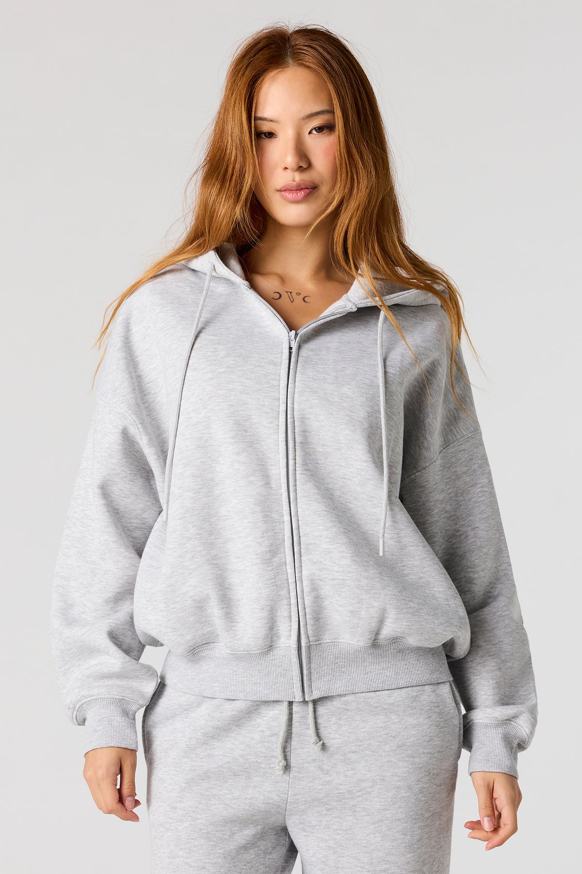 Alt View 13. Fleece Boxy Zip-Up Hoodie - Grey Blue