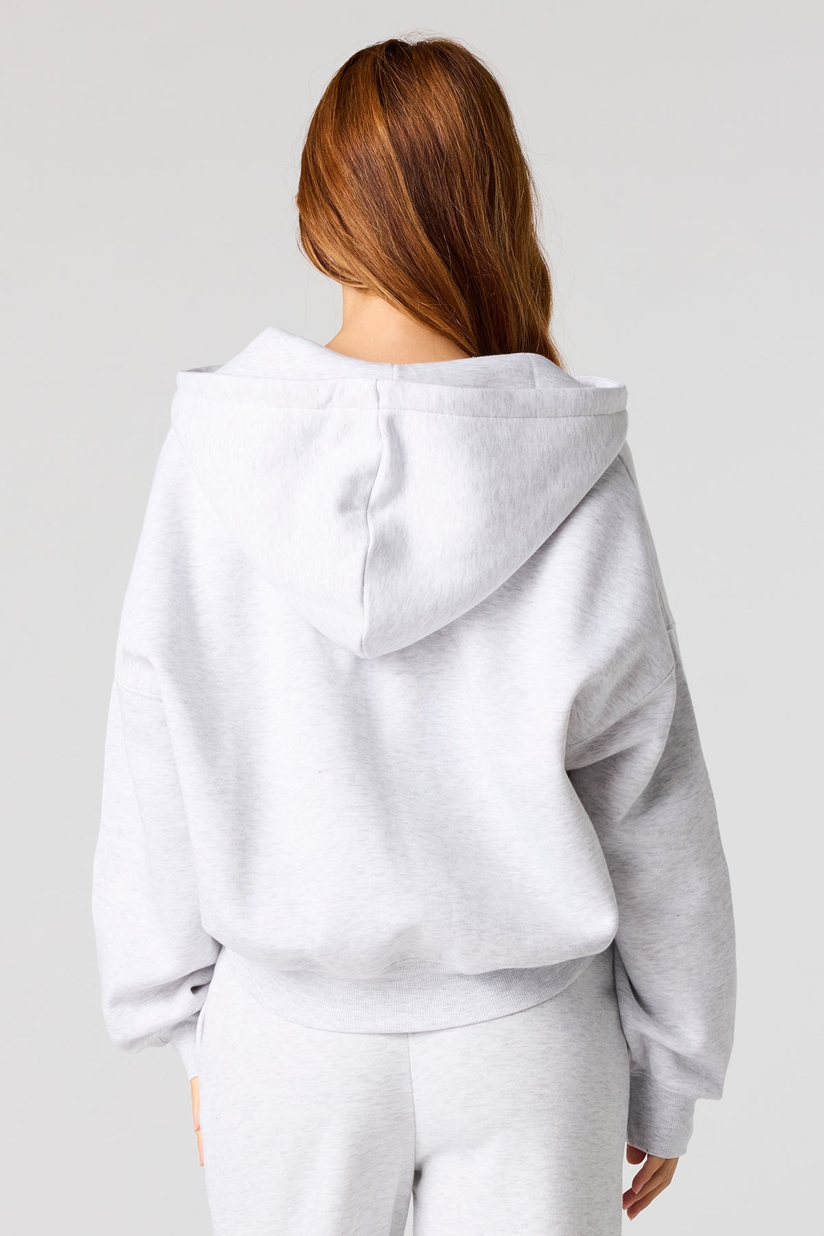 Alt View 2. Fleece Boxy Zip-Up Hoodie - Grey Blue