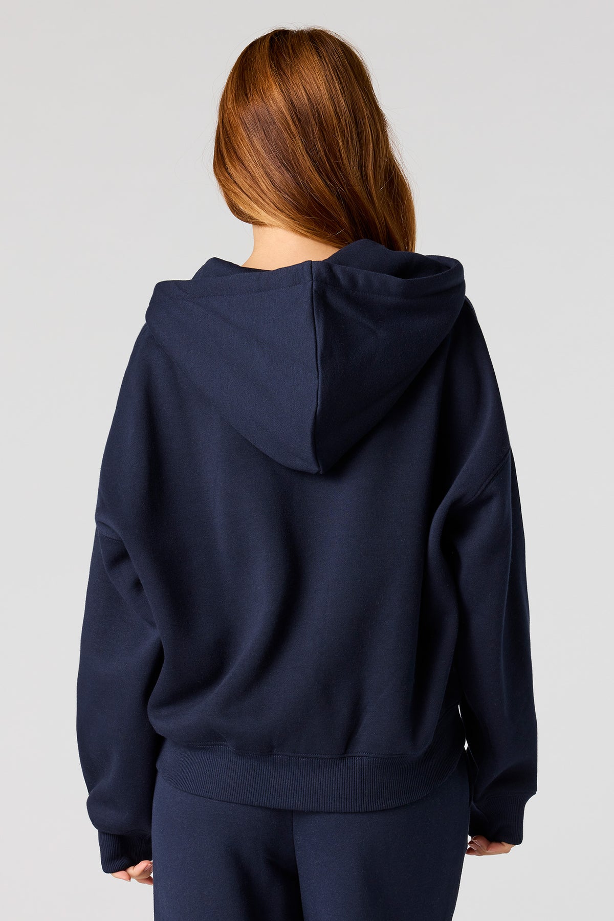Alt View 5. Fleece Boxy Zip-Up Hoodie - Grey Blue