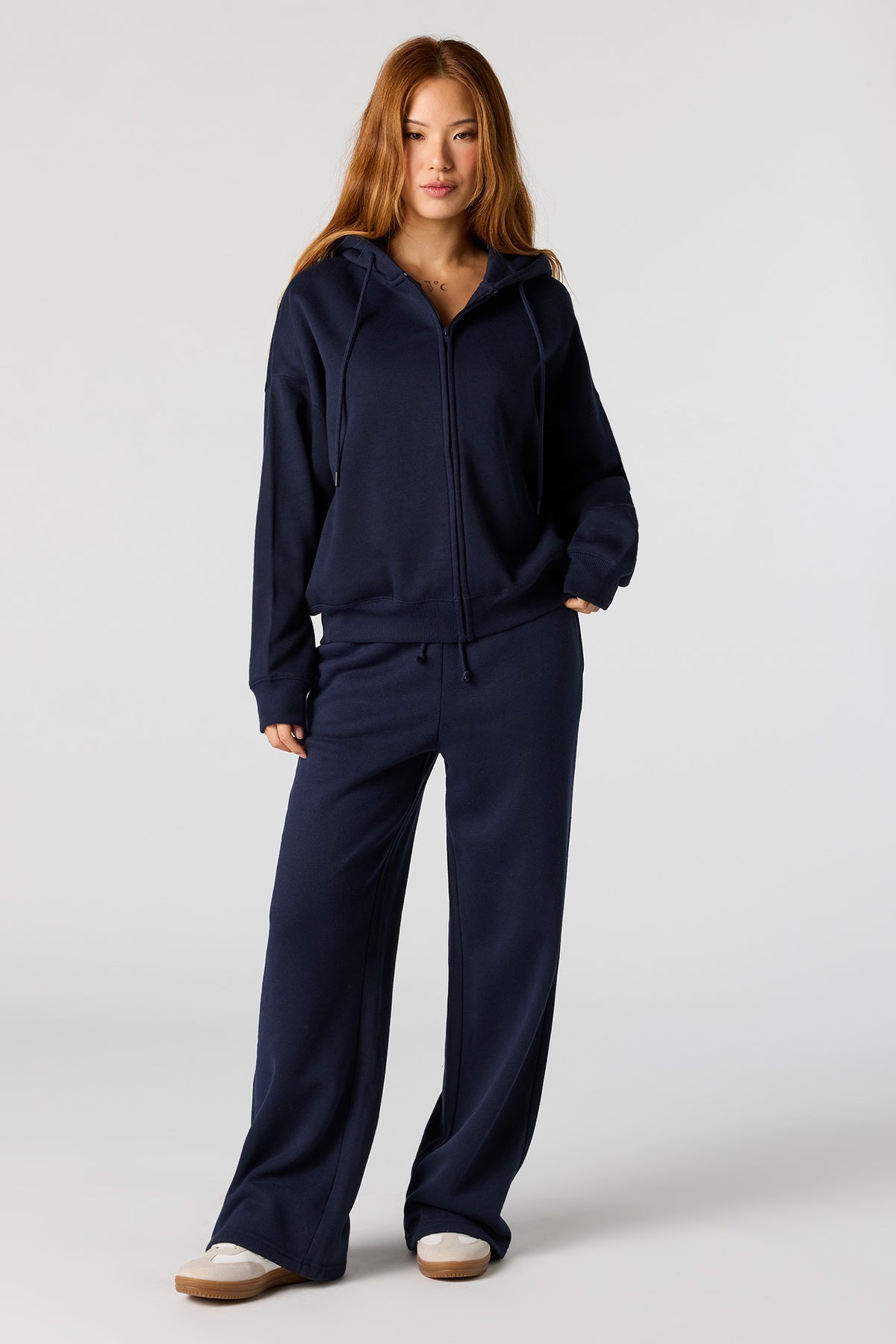 Alt View 6. Fleece Boxy Zip-Up Hoodie - Grey Blue