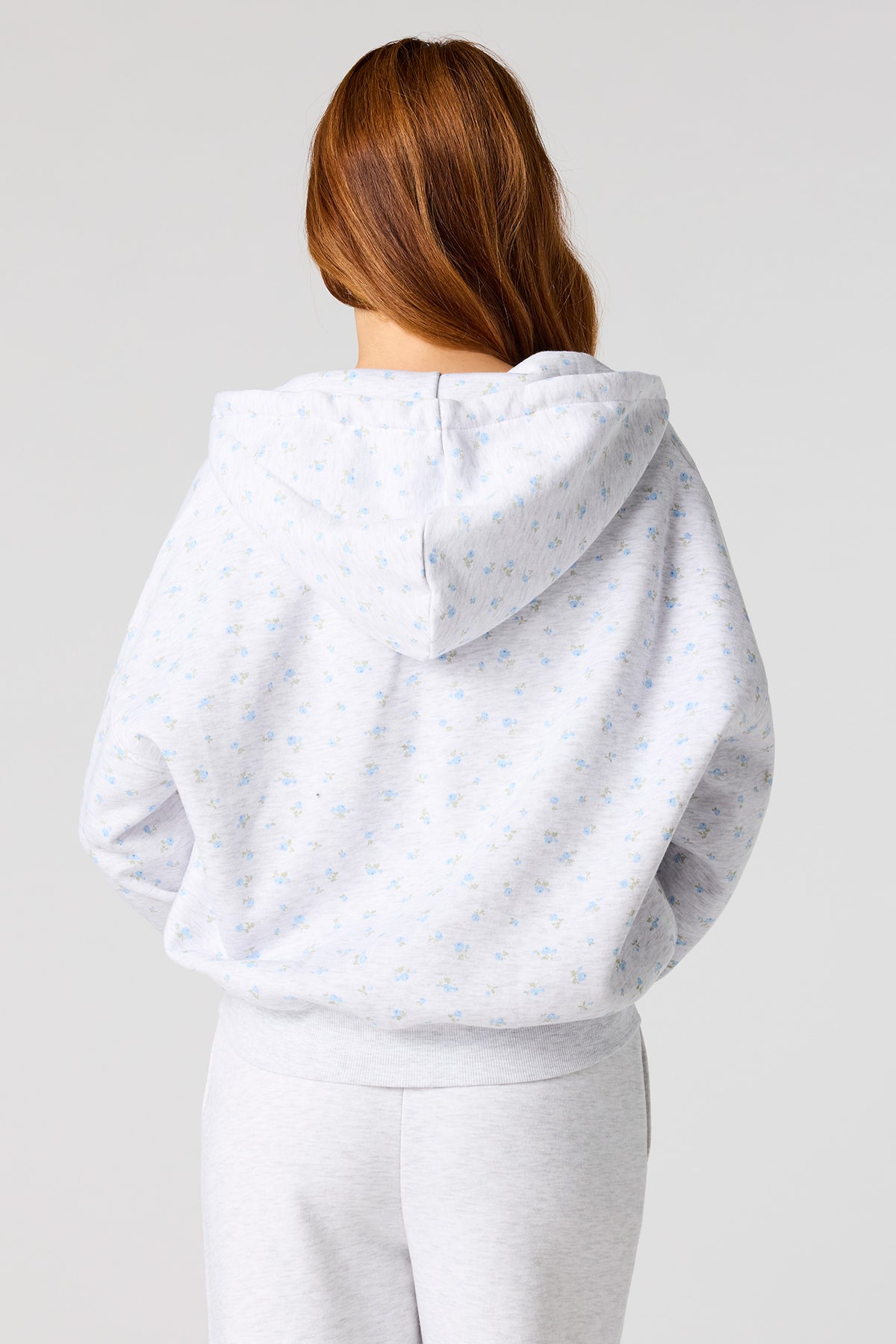 Alt View 2. Fleece Boxy Zip-Up Hoodie - Grey Blue