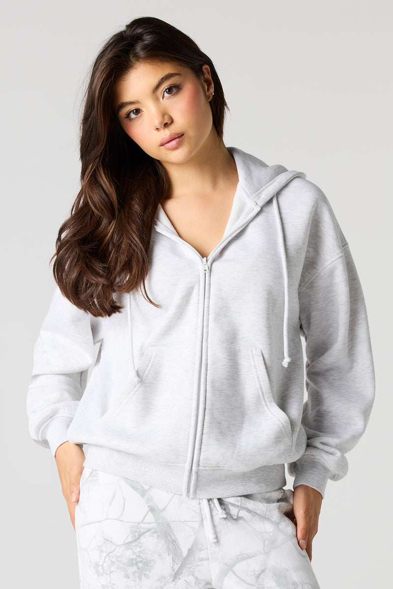 Boxy Fleece Zip-Up Hoodie