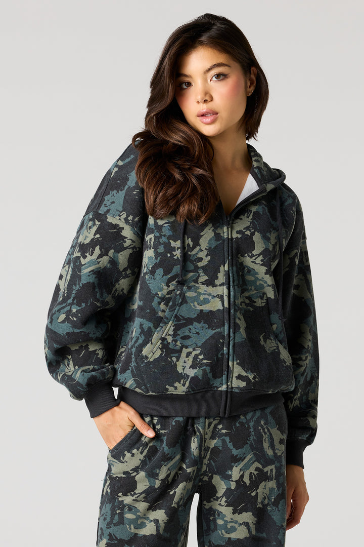Boxy Fleece Zip-Up Hoodie