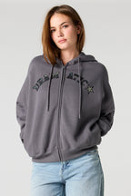 Boxy Fleece Zip-Up Hoodie