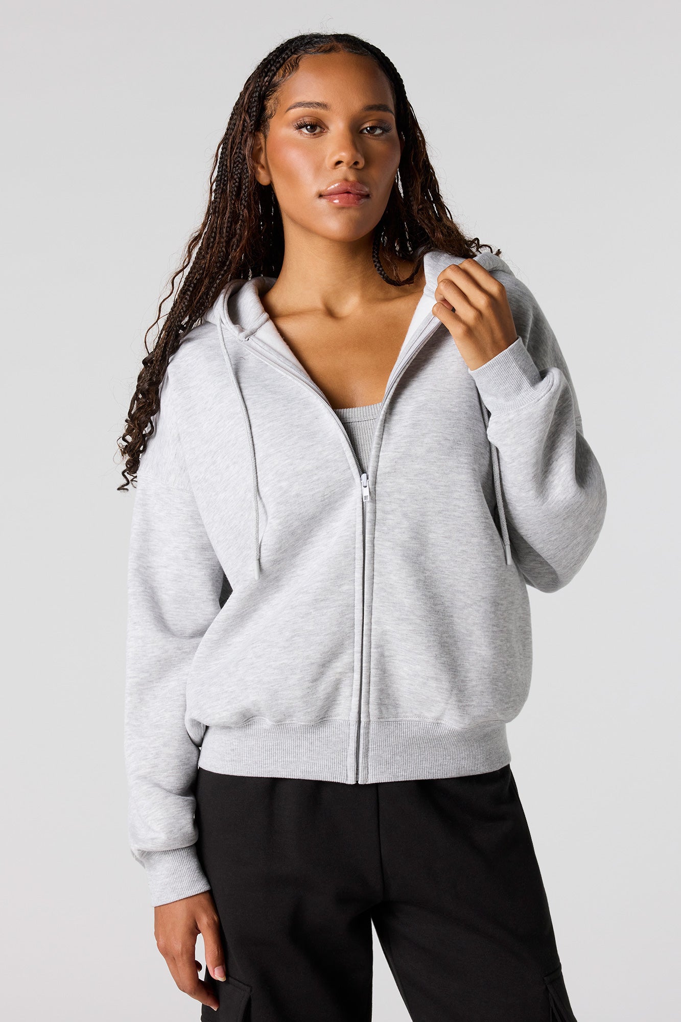 Super Beauty ブラックフーディーベスト✨ 50％OFF ✨ Zip-Up Boxy Fleece Hoodie – Urban Planet