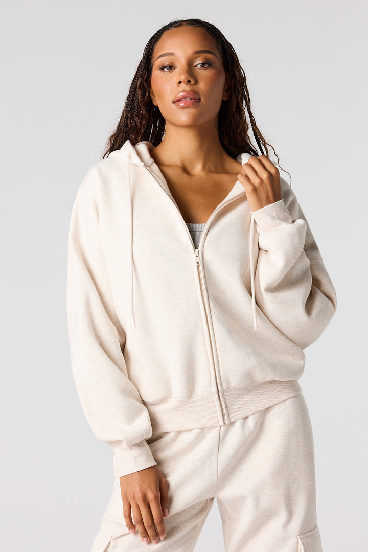 Zip-Up Boxy Fleece Hoodie