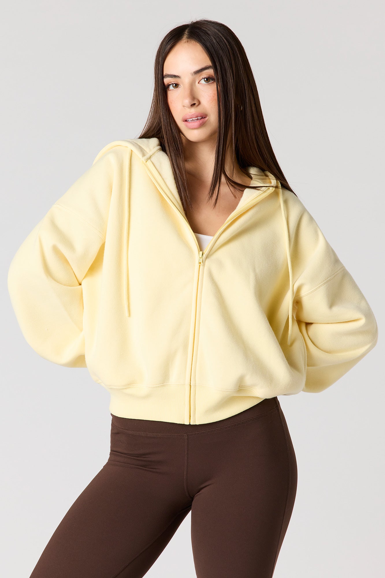 Boxy Zip-Up Fleece Hoodie – Urban Planet