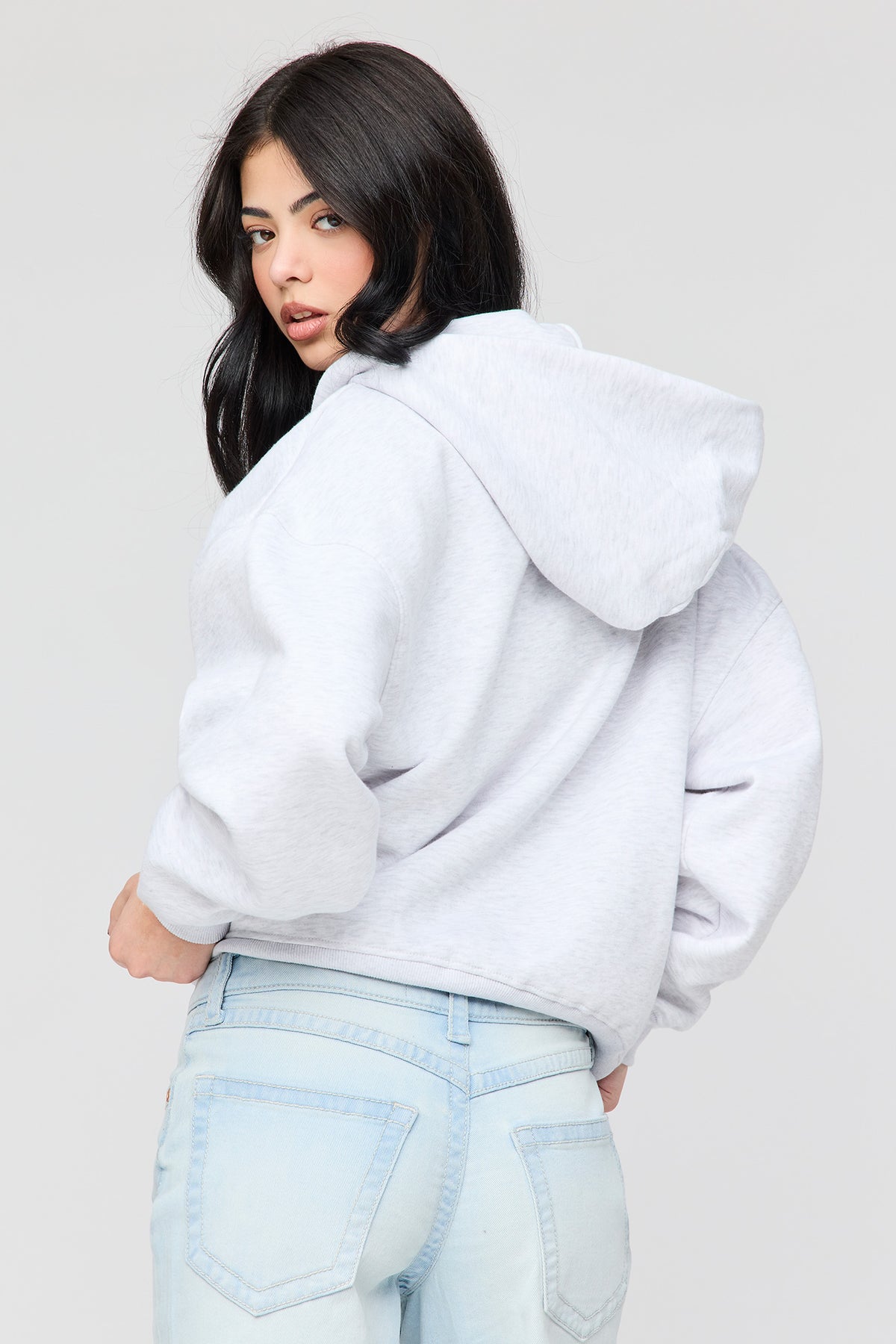Alt View 2. Luxe Fleece Boyfriend Zip Hoodie - Light Grey
