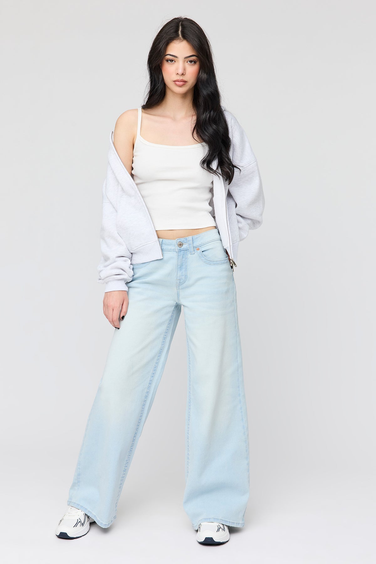 Alt View 3. Luxe Fleece Boyfriend Zip Hoodie - Light Grey