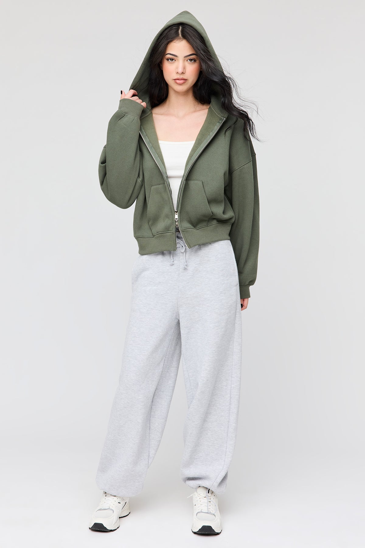 Alt View 3. Luxe Fleece Boyfriend Zip Hoodie - Green