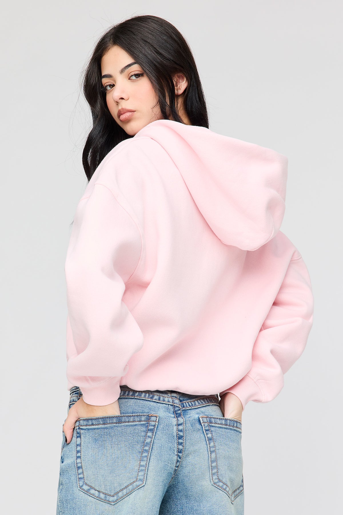 Alt View 2. Luxe Fleece Boyfriend Zip Hoodie - Light Pink