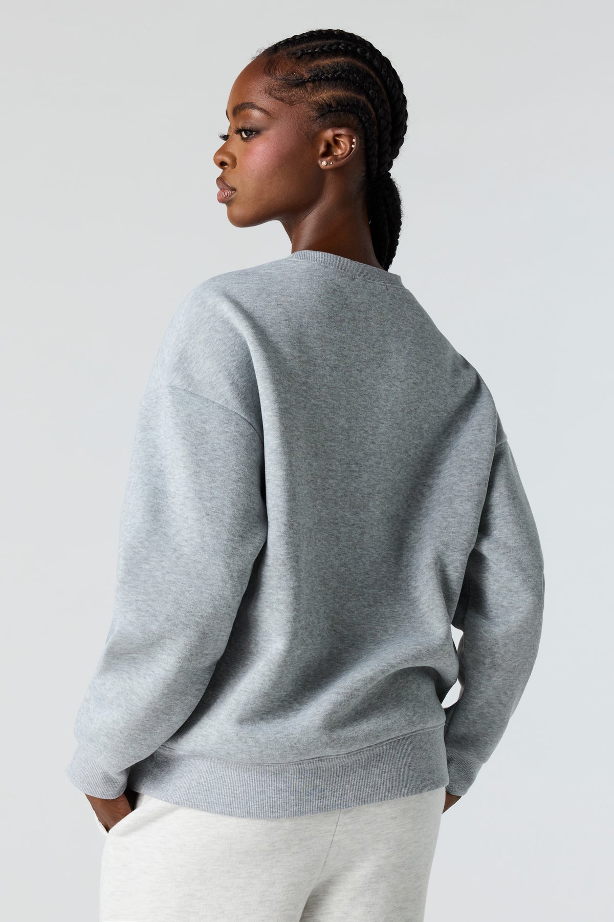 Alt View 2. Oversized Fleece Sweatshirt - Heather Grey