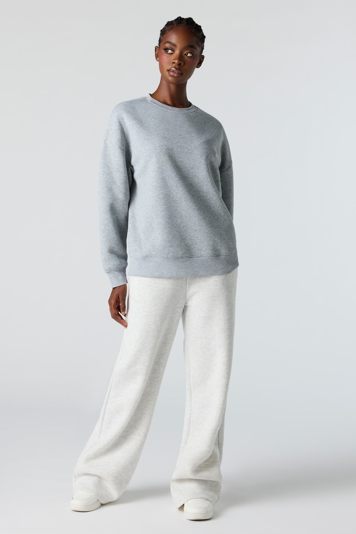 Alt View 3. Oversized Fleece Sweatshirt - Heather Grey